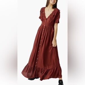 Free people Colette lace embellished dress XS cinnamon brown